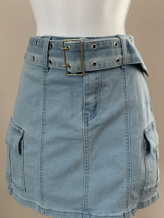 CiMuk Light Wash Denim Mini Skirt - Picture 15 of 16